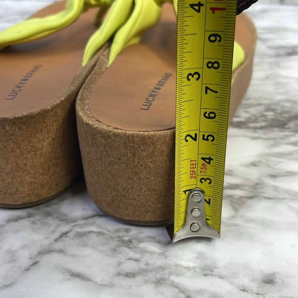 Lucky Brand Womens Pistachio Lellina Leather Flatform Platform Sandals Shoes